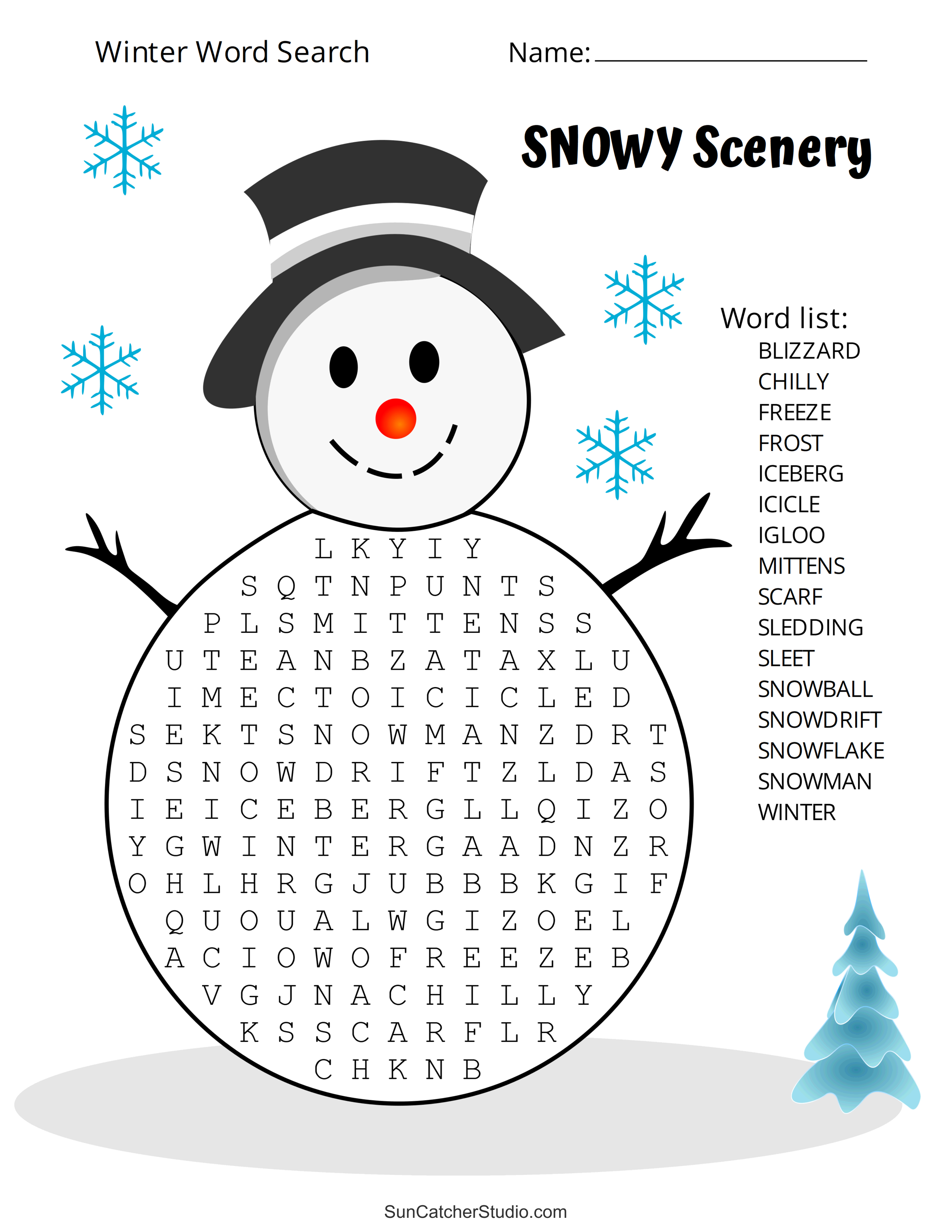 printable winter word search puzzles (word find) – free printables
